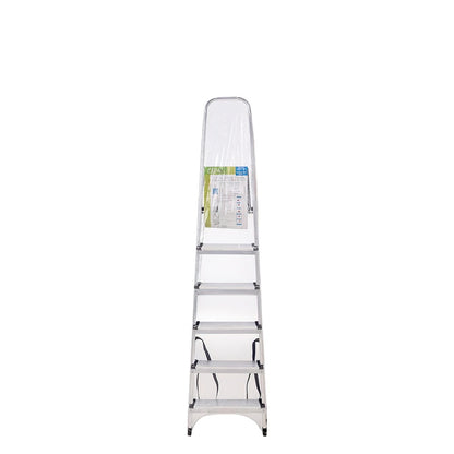 Escalera Aluminio 6 Peldaños Plegable, Uso doméstico, Antideslizante, Ligera y Resistente