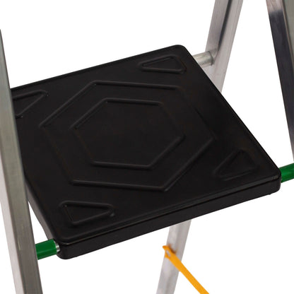 Escalera Aluminio 8 Peldaños Plegable, Uso doméstico, Antideslizante, Ligera y Resistente
