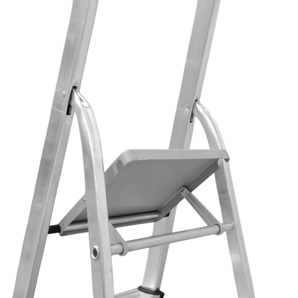 Escalera Aluminio 8 Peldaños Plegable, Uso doméstico, Antideslizante, Ligera y Resistente