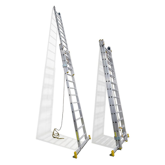 Escalera Aluminio 2 Tramos 12+12 Peldaños. Plegable, Antideslizante, Resistente