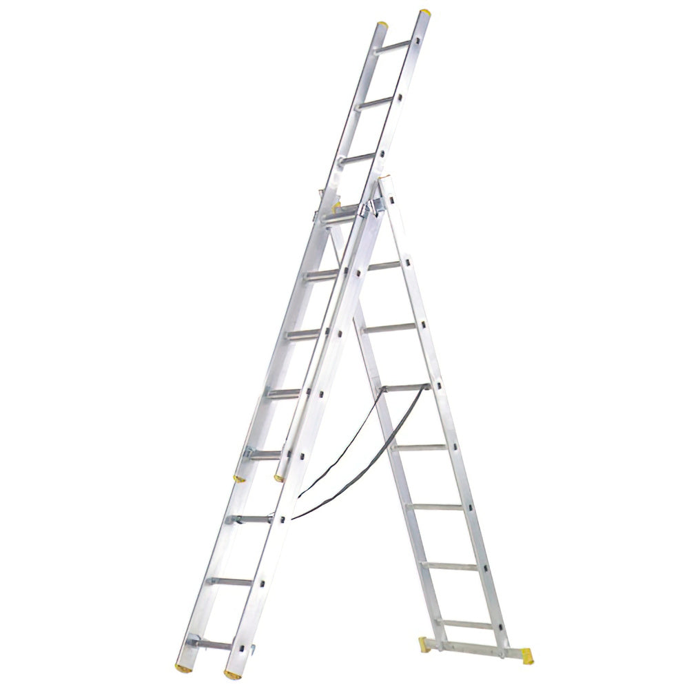 Escalera Aluminio 3 Tramos 9+9+9 Peldaños.Plegable, Telescópica, Antideslizante, Resistente.