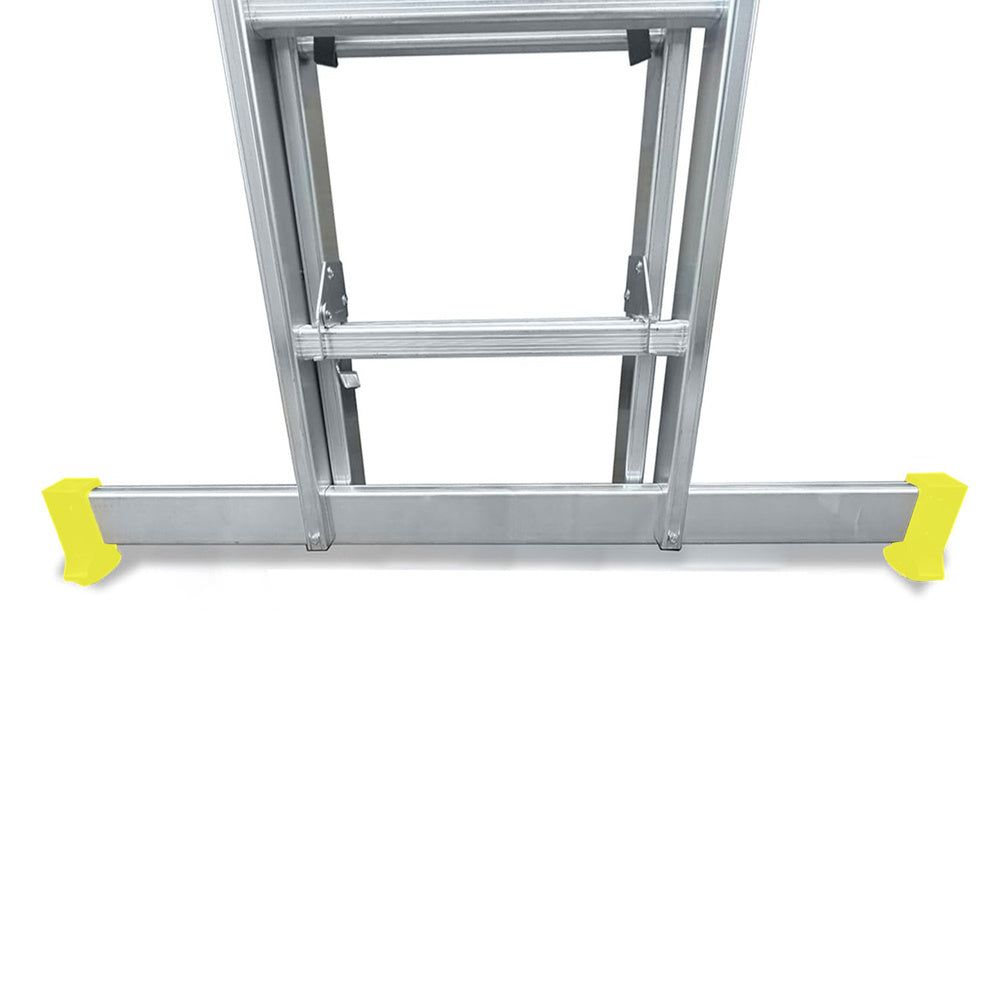Escalera Aluminio 2 Tramos Mecanica 14 Peldaños. Plegable, Telescópica, Antideslizante, Resistente
