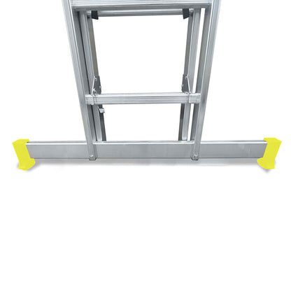 Escalera Aluminio 2 Tramos Mecanica 14 Peldaños. Plegable, Telescópica, Antideslizante, Resistente