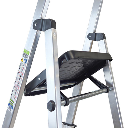Escalera Aluminio 5 Pedaños Uso Domestico Certificada En 131 Con Bandeja Para Herramientas,