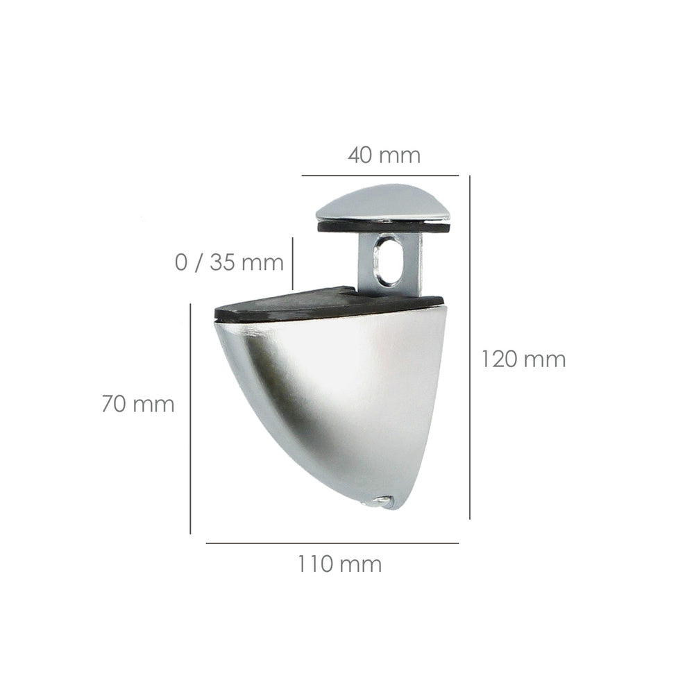 Soporte Pelicano Regulable Para Estante 1 / 20 mm. Cromo Mate (1 Pieza)